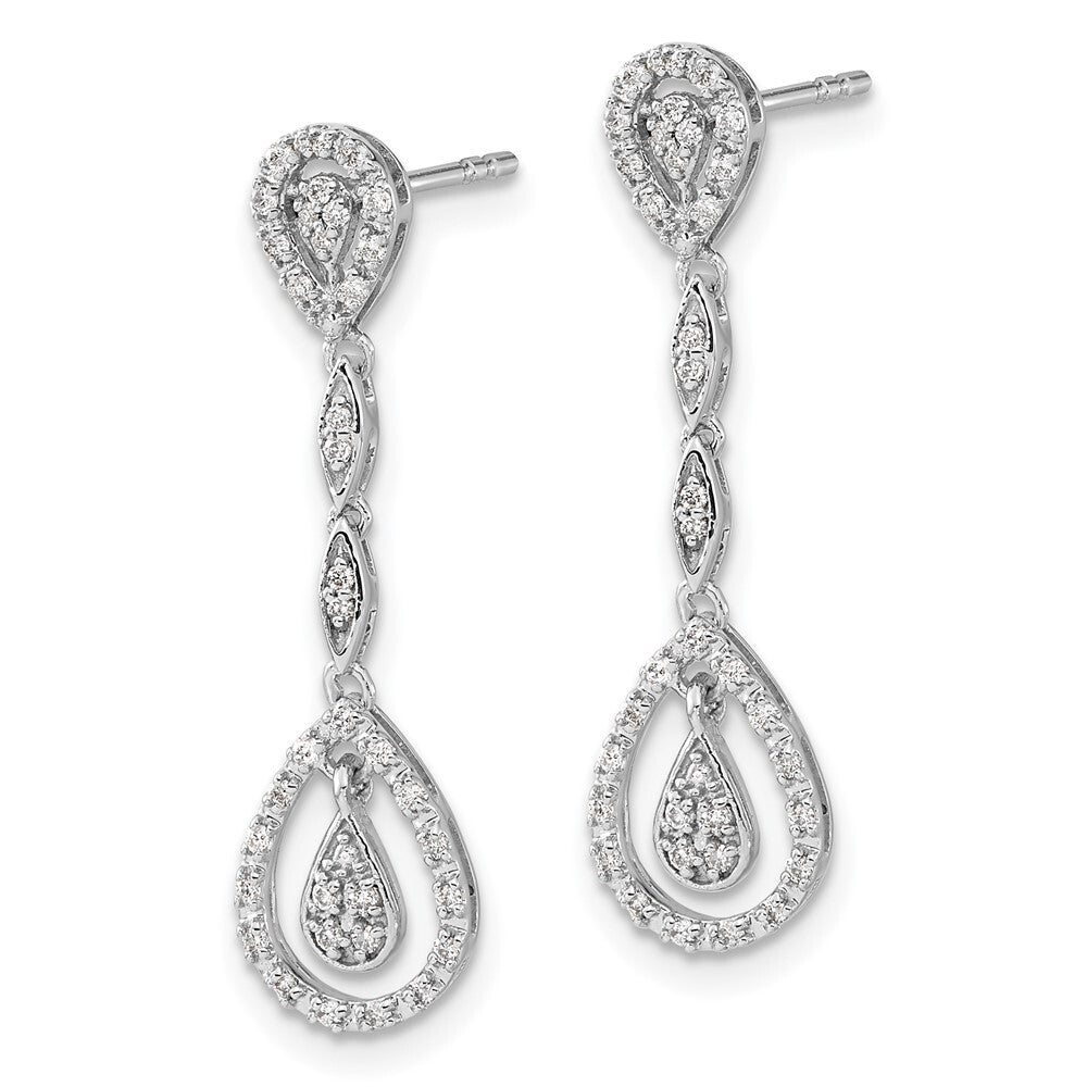 14k White Gold Teardrop Diamond Dangle Earrings