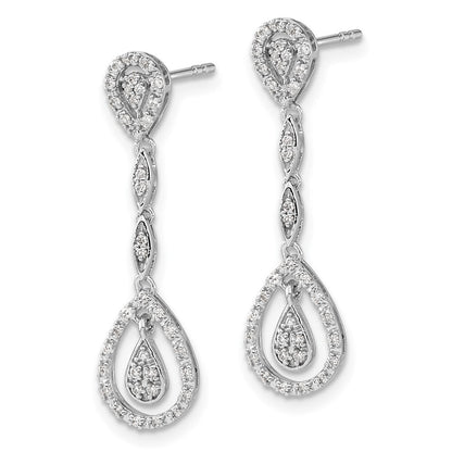 14k White Gold Teardrop Diamond Dangle Earrings