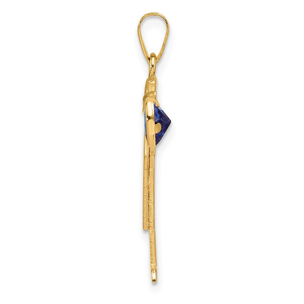 14k Yellow Gold Boy with Cubic Zirconia September Birthstone Charm