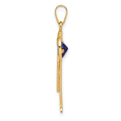14k Yellow Gold Boy with Cubic Zirconia September Birthstone Charm