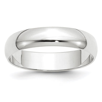 14k White Gold 5mm Lightweight Half Round Wedding Band Ring Size 6.5