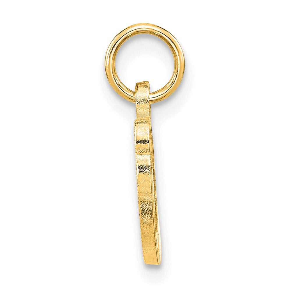 14k Yellow Gold Script Letter O Initial Charm Pendant for Women