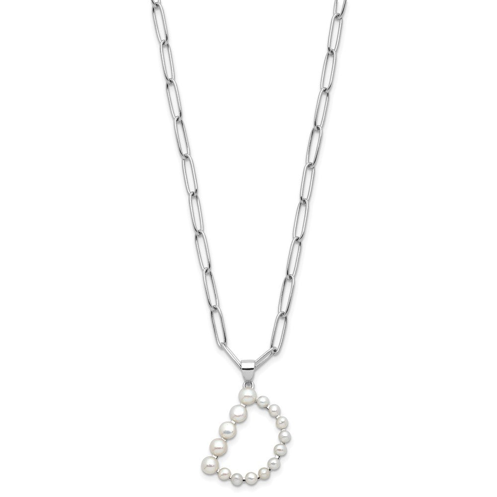 Sterling Silver 3-5.5mm White Button Cultured Pearl LETTER D Necklace 18"