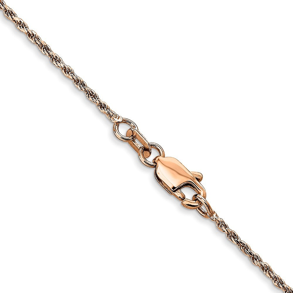 14K Rose Gold 24 inch 1mm Diamond-cut Man Made Rope Chain Necklace