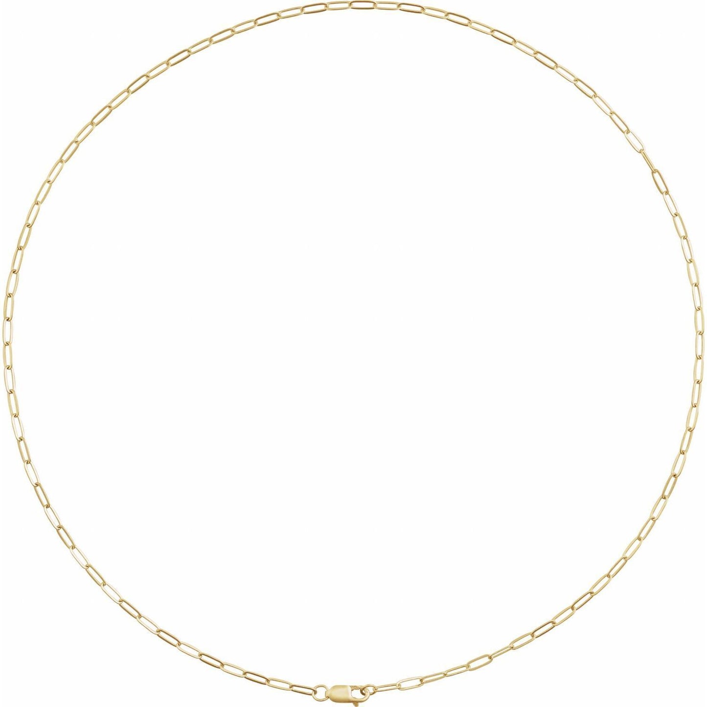 14k Yellow Gold 2.1 mm Paperclip 24" Chain Necklace Fine Gift for Women