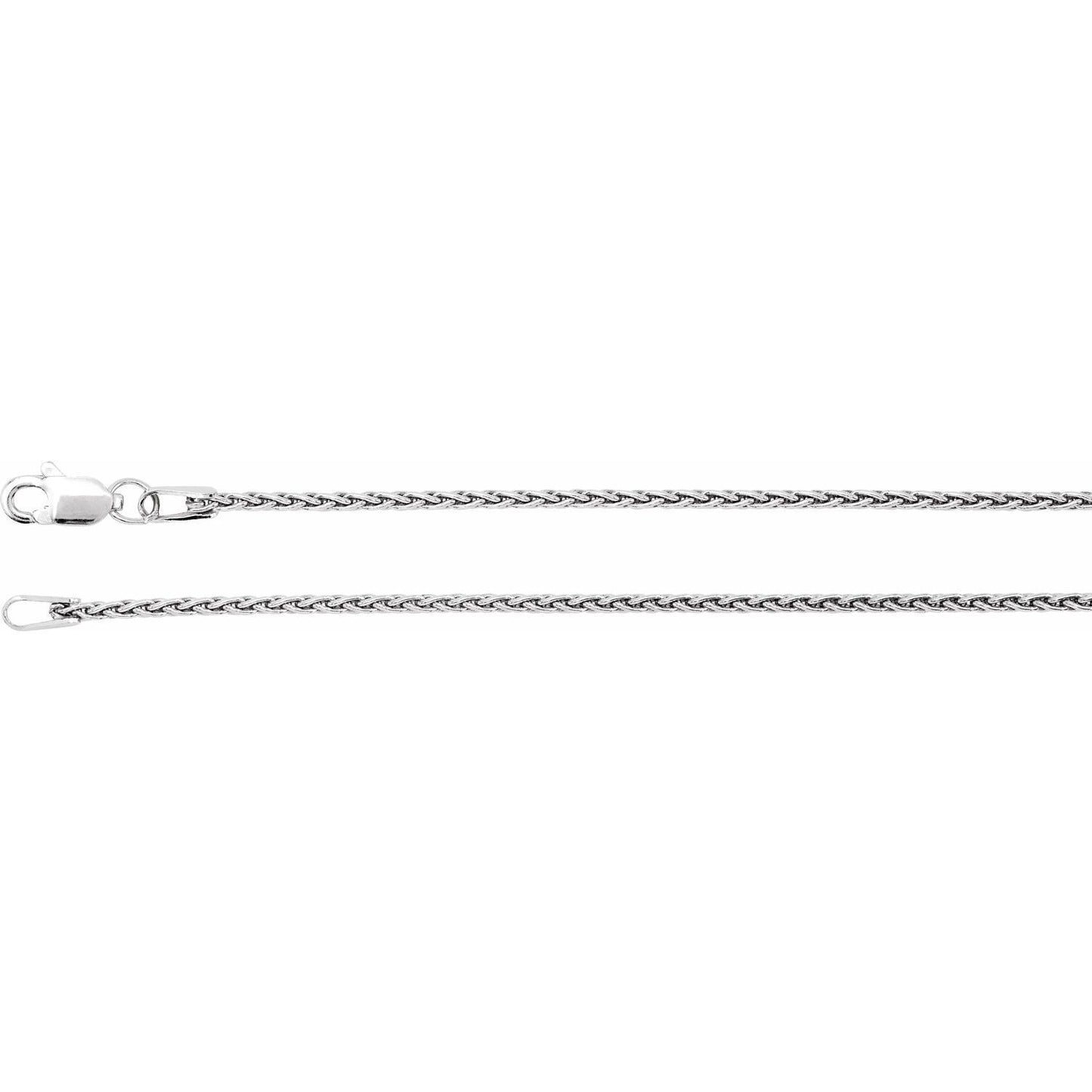 14k White Gold 1.25 mm Wheat Chain Necklace Fine Gift for Women 24"