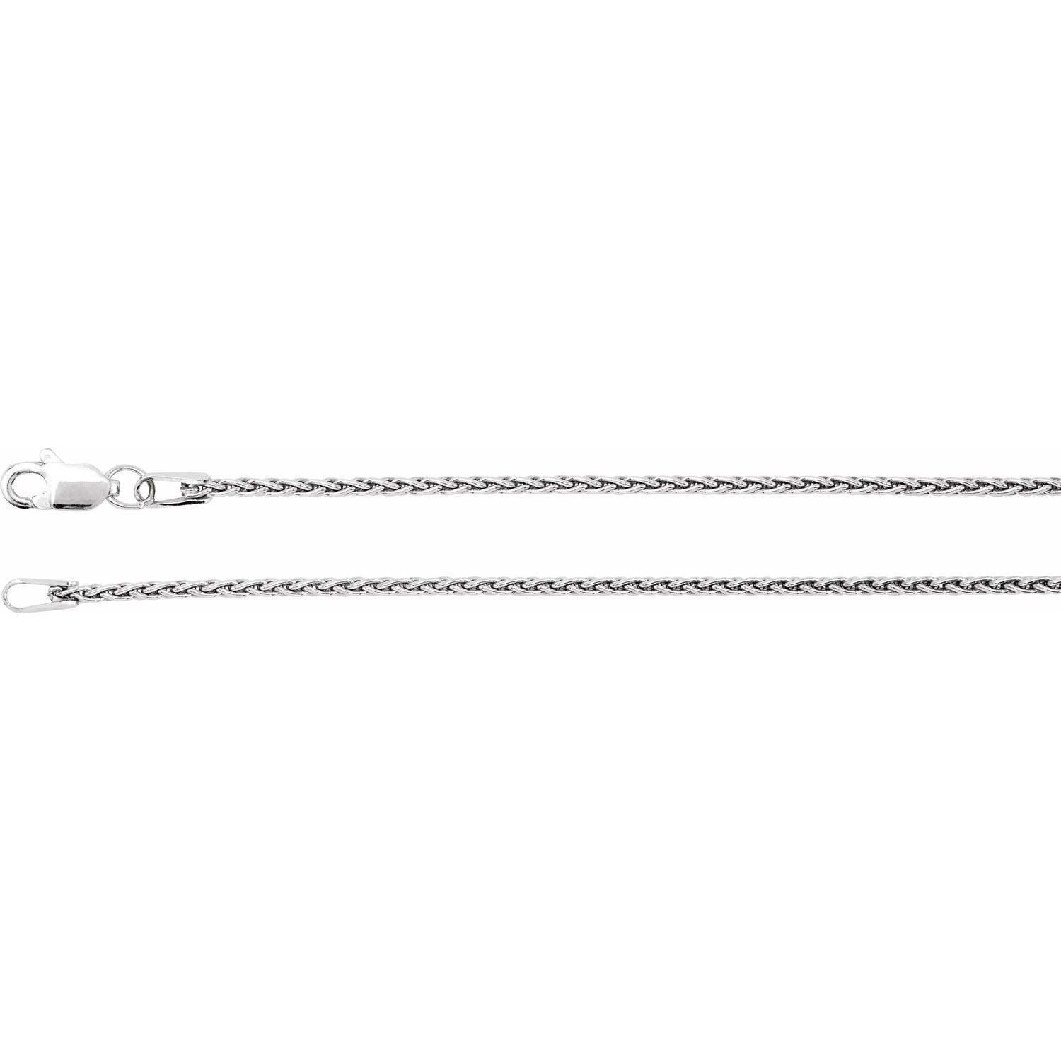 14k White Gold 1.25 mm Wheat Chain Necklace Fine Gift for Women 24"