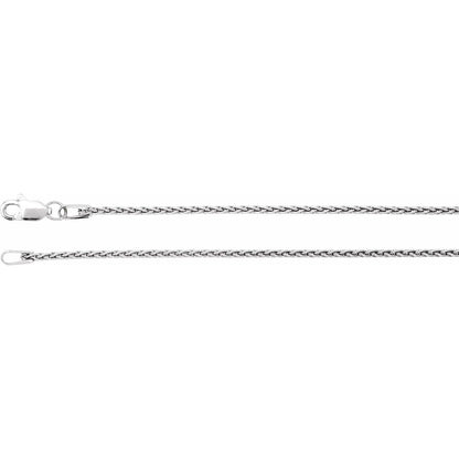 14k White Gold 1.25 mm Wheat Chain Necklace Fine Gift for Women 24"