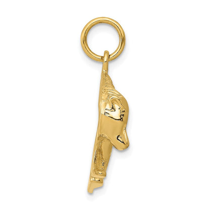 14k Yellow Gold Bear Charm Pendant for Women