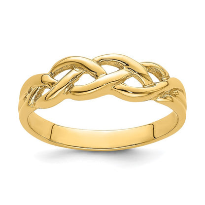 14K Yellow Gold Polished Braided Knot Ring Size 7
