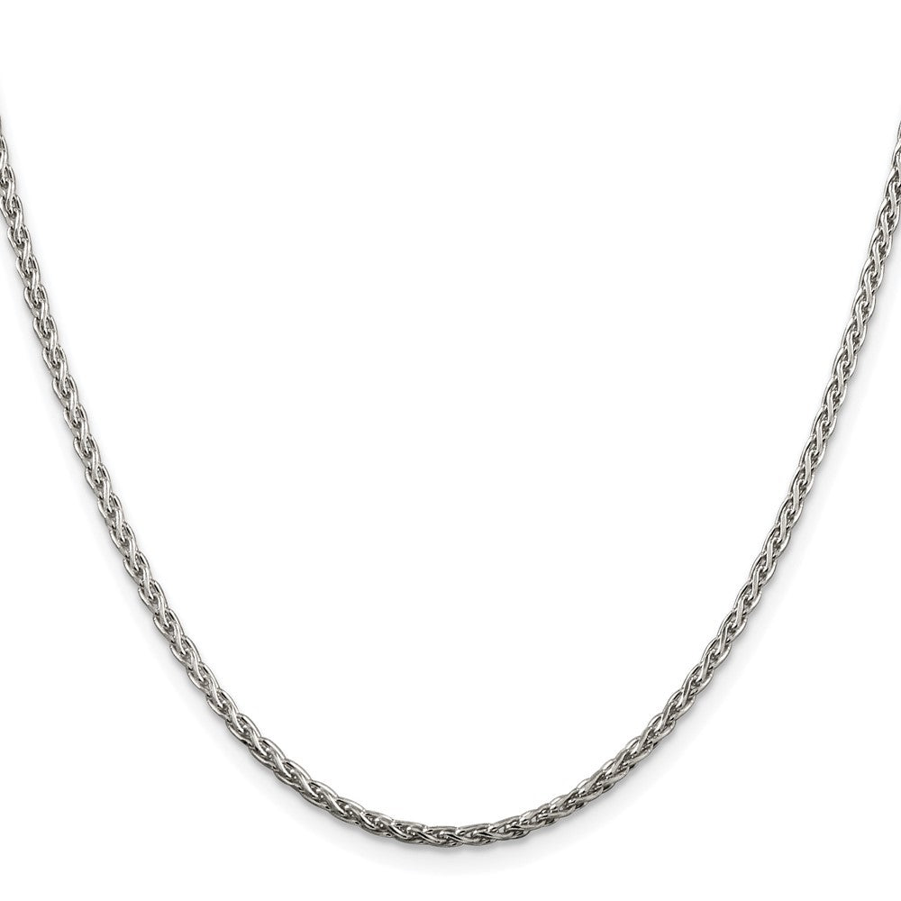 Sterling Silver Rhodium-plated 2mm Diamond-cut Spiga Chain Necklace