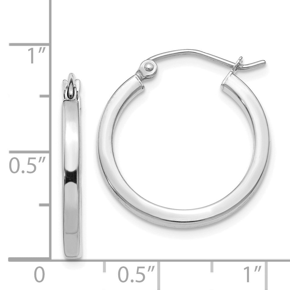 14k White Gold 2mm Square Tube Hoops Gift for Women