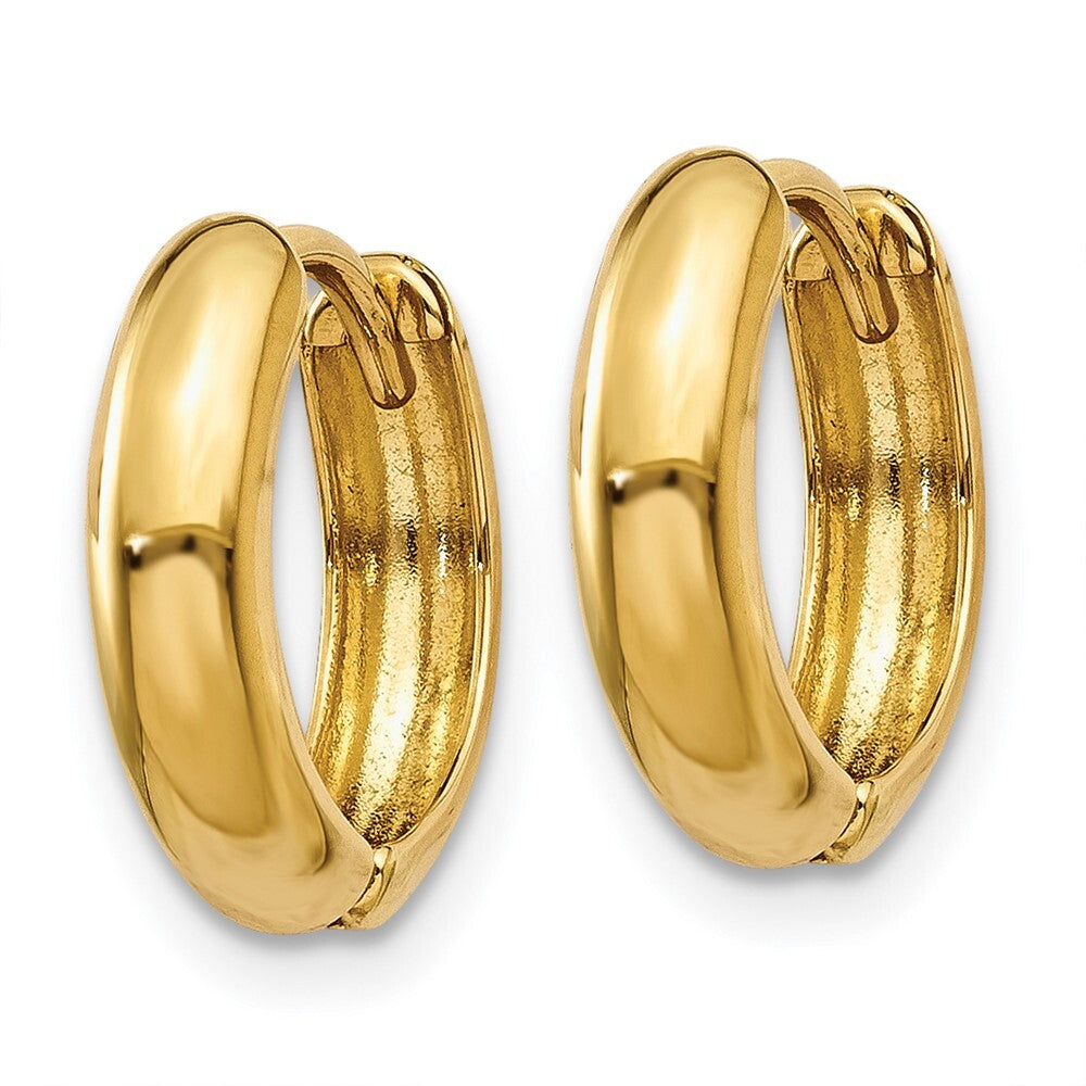 14k Yellow Gold Polished Hinged Hoop Earrings Gift for Women