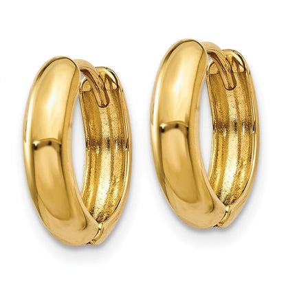 14k Yellow Gold Polished Hinged Hoop Earrings Gift for Women