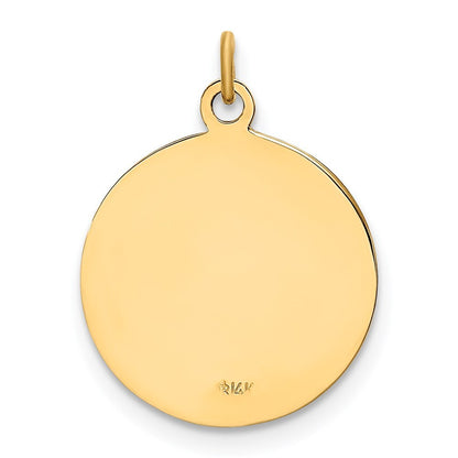 14k Yellow Gold Solid Polished/Satin Small Round St. Christopher Medal Pendant
