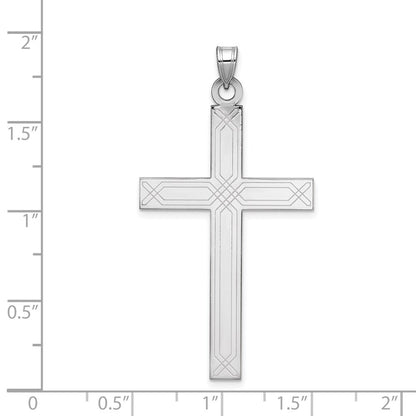 14k White Gold Solid Laser Etched Cross Pendant for Women