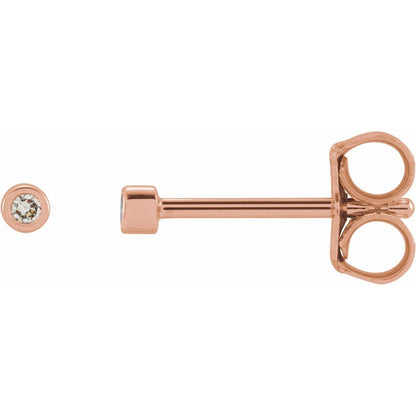 14k Rose Gold .02 CTW Natural Diamond Micro Bezel-Set Stud Earrings