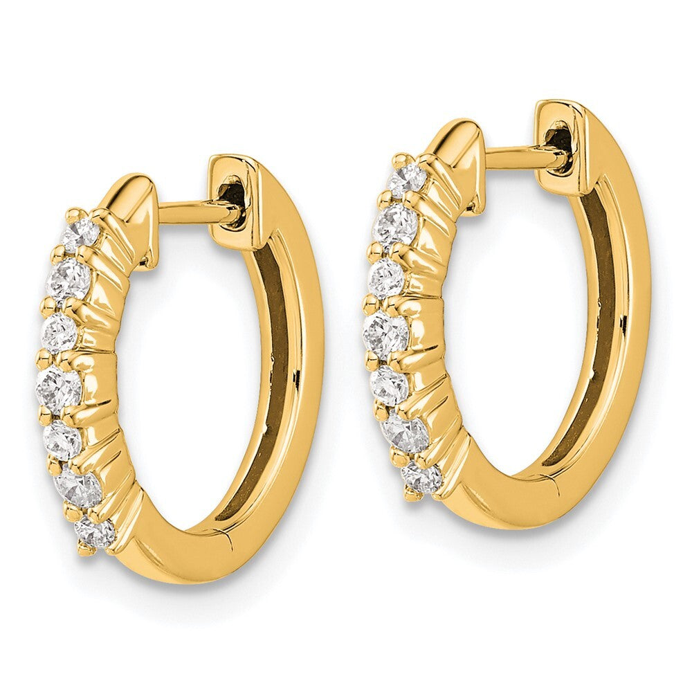 14k Yellow Gold Diamond Hinged Hoop Earrings