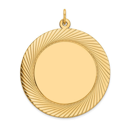 14k Yellow Gold Etched Design .027 Gauge Circular Engravable Disc Charm