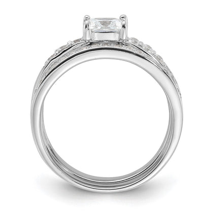 Sterling Silver Rhodium-plated Cubic Zirconia 3 Piece Wedding Set Ring Size 6