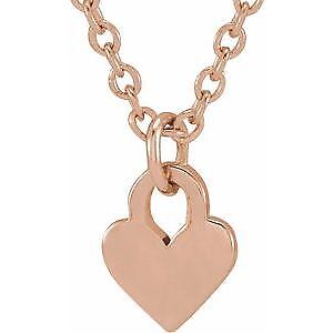 14k Rose Gold Engravable Heart 16-18" Necklace Gift for Women