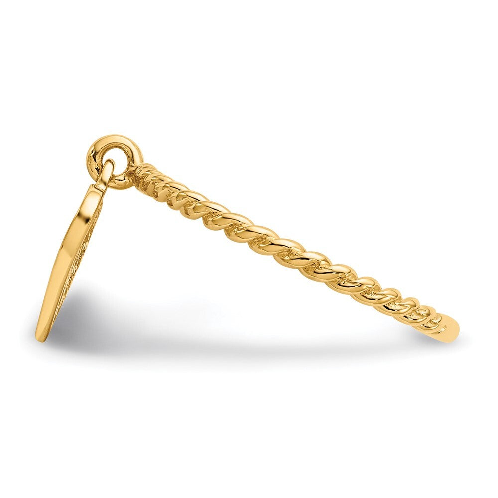 14K Yellow Gold Dangle Heart Ring Size 5