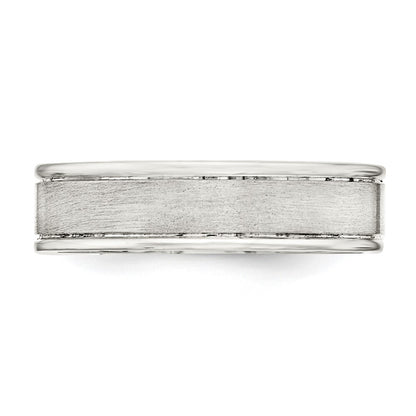 Sterling Silver 6mm Brushed Flat Grooved Fancy Band Size 9