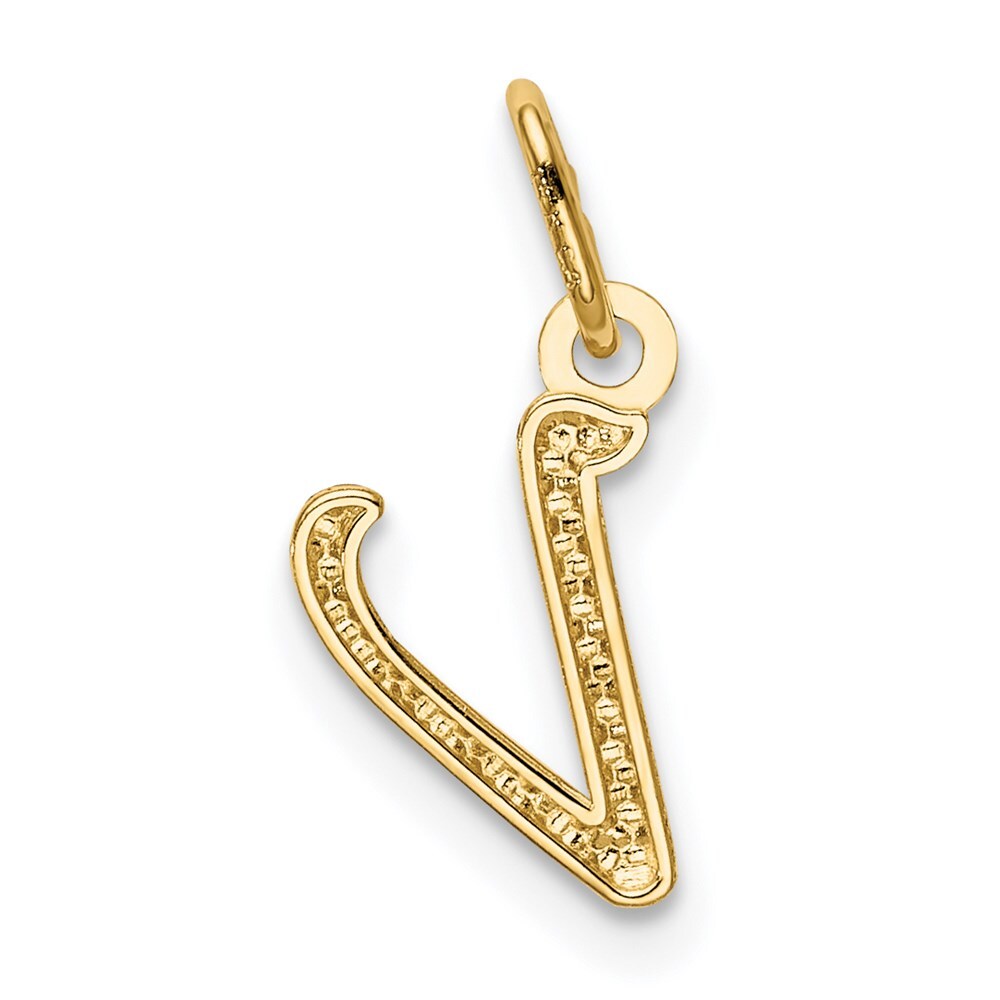14k Yellow Gold Letter V Initial Charm Pendant for Women