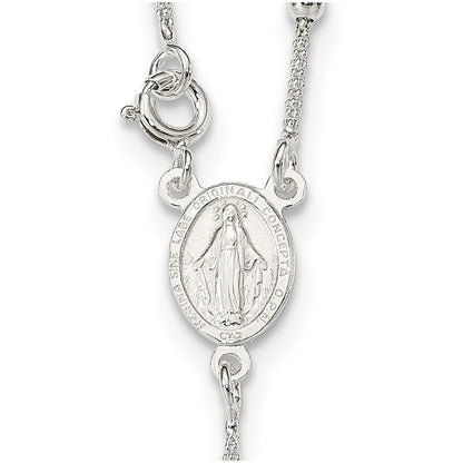 Sterling Silver Polished Bead Rosary 16 inch Necklace
