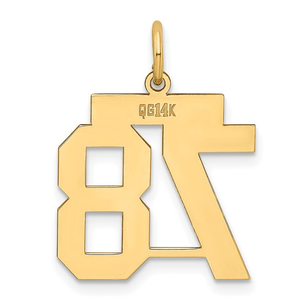 14k Yellow Gold Medium Polished Number 78 Charm Pendant for Women