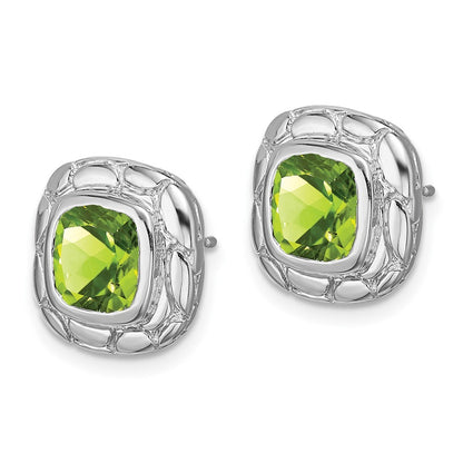 Sterling Silver Rhodium Plated Peridot Earrings