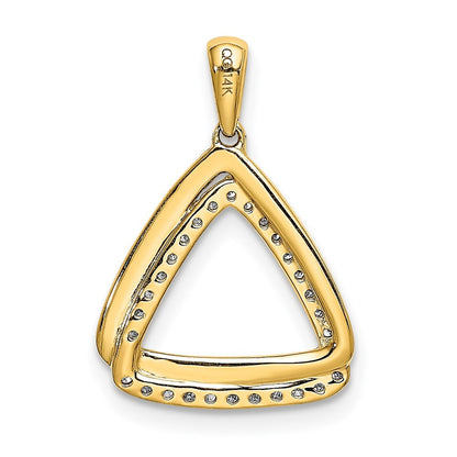 14k Yellow Gold Polished 1/6 carat Diamond Double Triangle Pendant