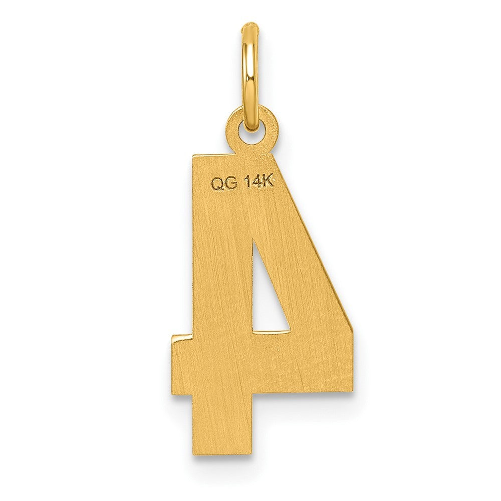 14k Yellow Gold Medium Diamond-cut Number 4 Charm Pendant