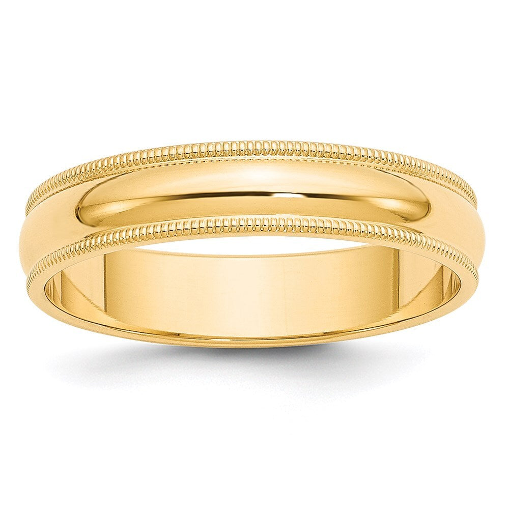 14K Yellow Gold Yellow Gold 5mm Milgrain Half Round Wedding Band Size 6