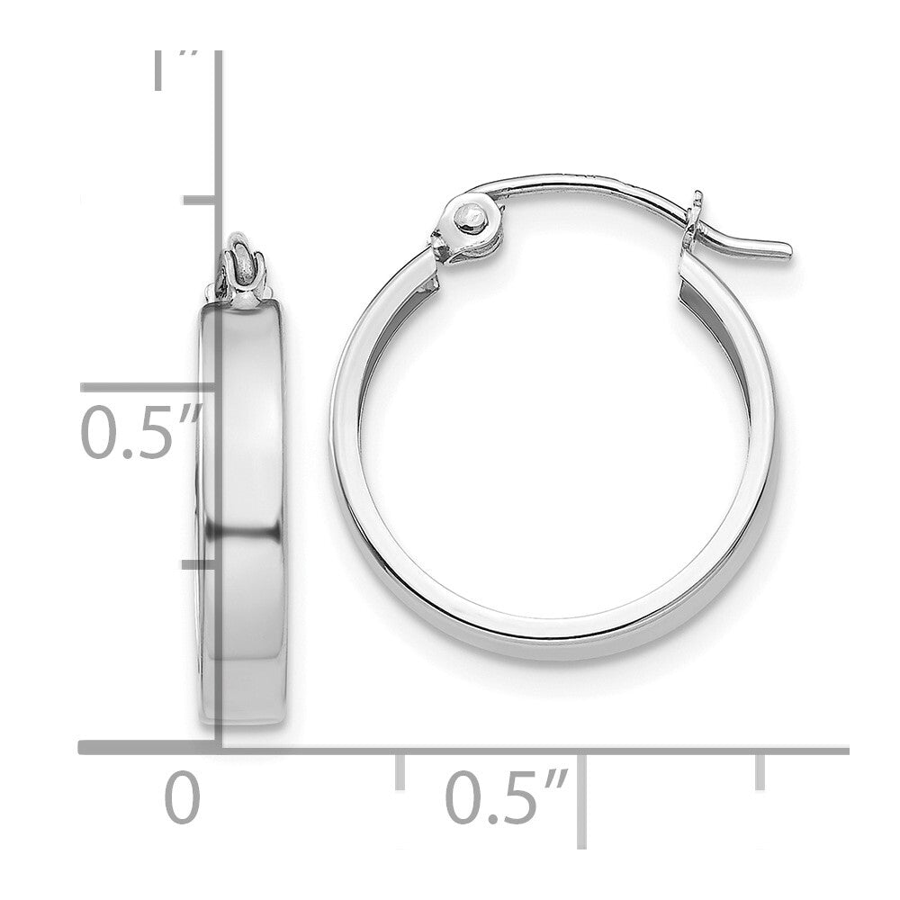 14k White Gold Polished 3mm Hoop Earrings Gift for Women