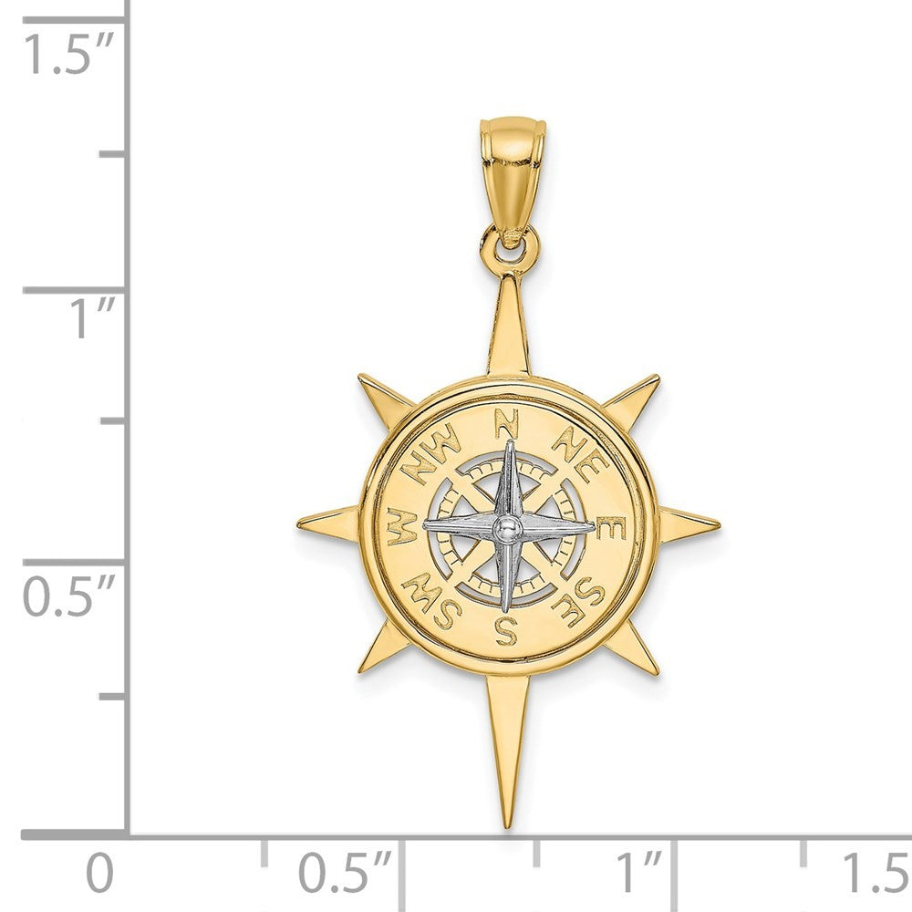 14K Two-Tone Gold Star w Nautical Compass Charm