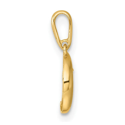 14k Yellow Gold Polished CZ Moon and Star Charm / Pendant