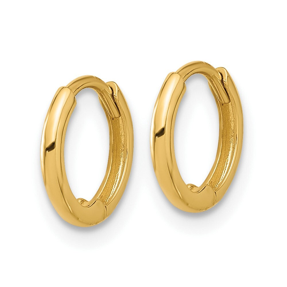 14k Yellow Gold Polished 1.45x10mm Hinged Huggie Hoop Earrings Gift for Women