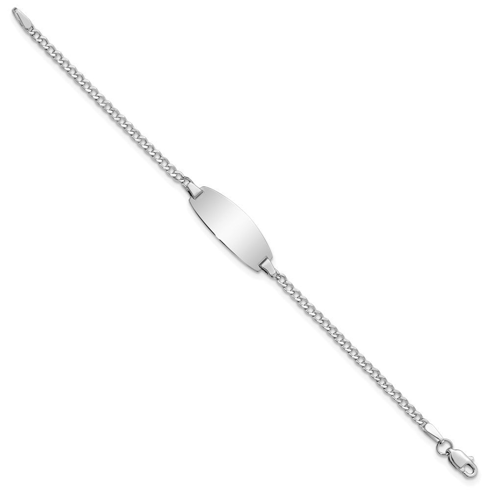14k Gold Semi-Solid Chain Curb Link Oval 18.5x8.5mm Plate 5.5" ID Bracelet