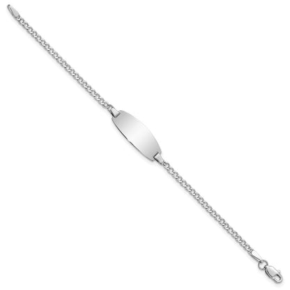 14k Gold Semi-Solid Chain Curb Link Oval 18.5x8.5mm Plate 5.5" ID Bracelet