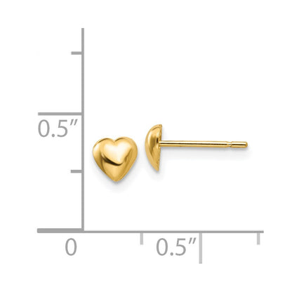 14k Yellow Gold Polished Heart Stud Earrings Gift for Women