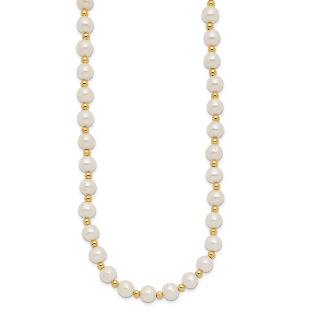 14k Yellow Gold 6-7mm White Freshwater Cultured Pearl Beaded 18 inch Necklace