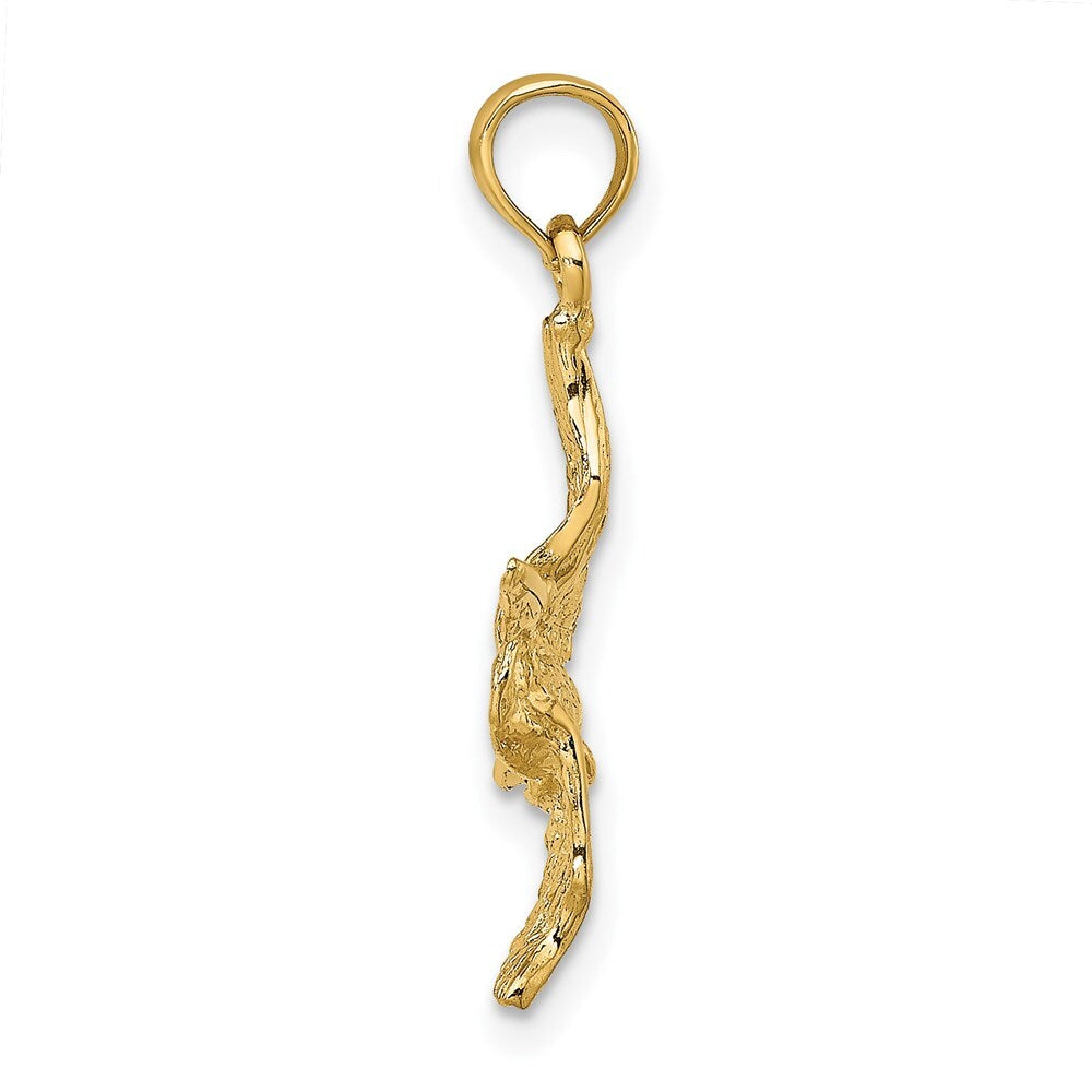 14k Yellow Gold 3-D Pelican Flying Charm Pendant for Women