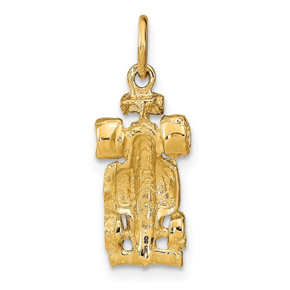 14k Yellow Gold 3-D Race Car Charm Pendant