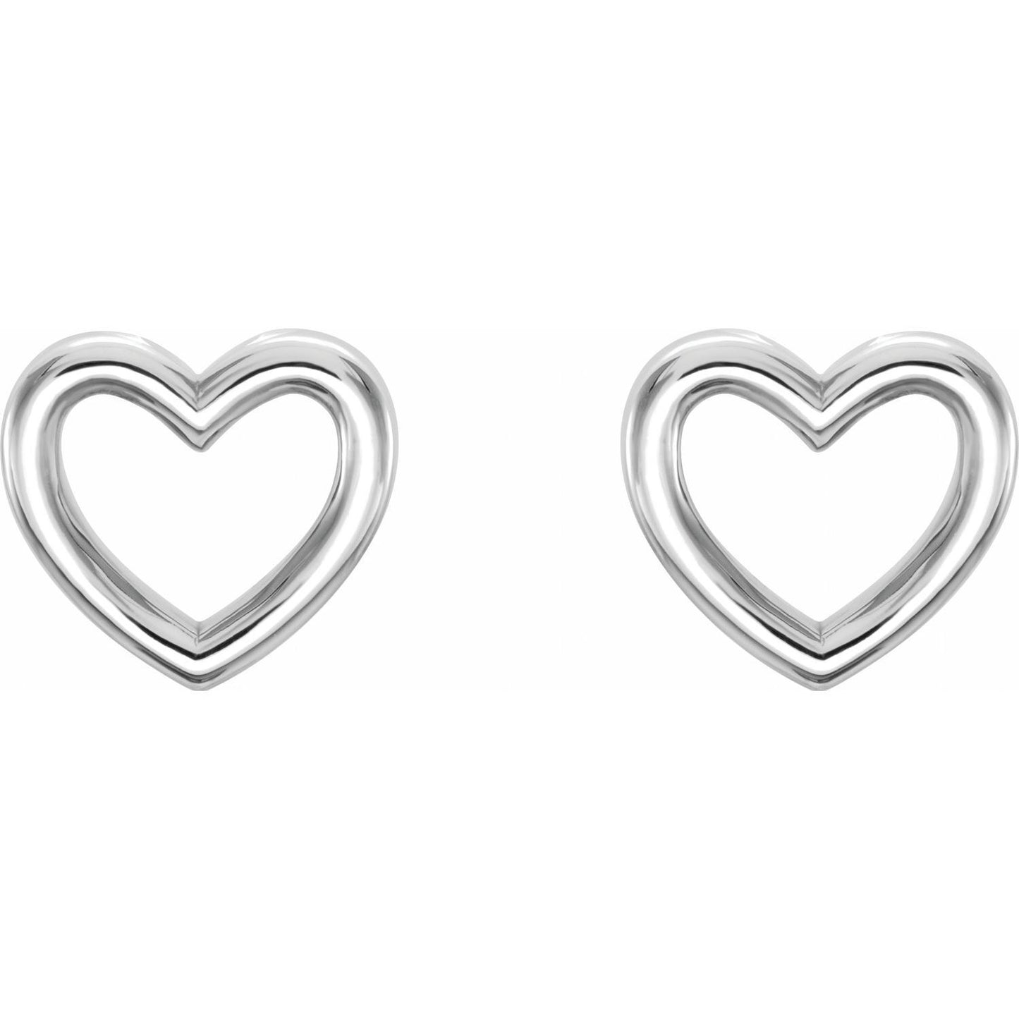 14k White Gold Heart Stud Earrings Fine Jewelry Gift for Women