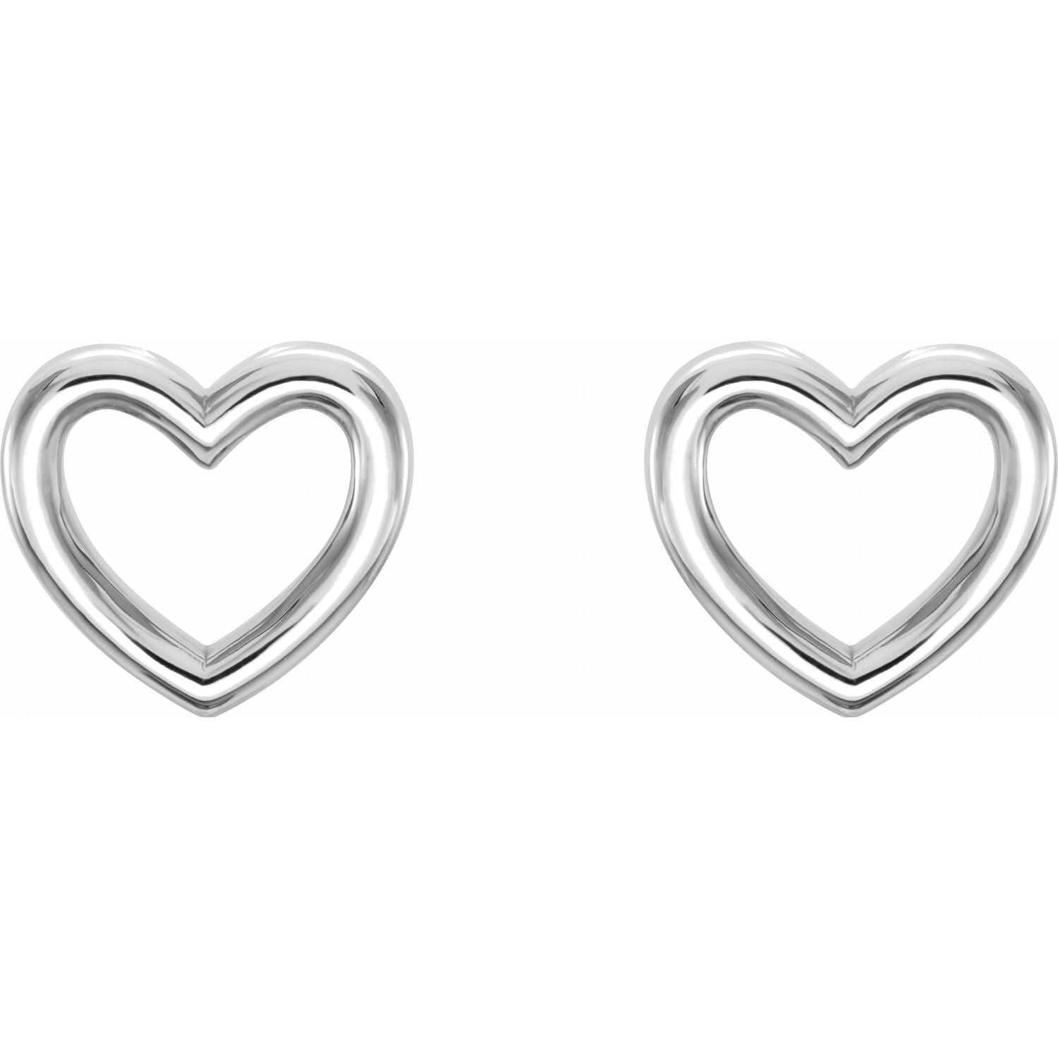 14k White Gold Heart Stud Earrings Fine Jewelry Gift for Women