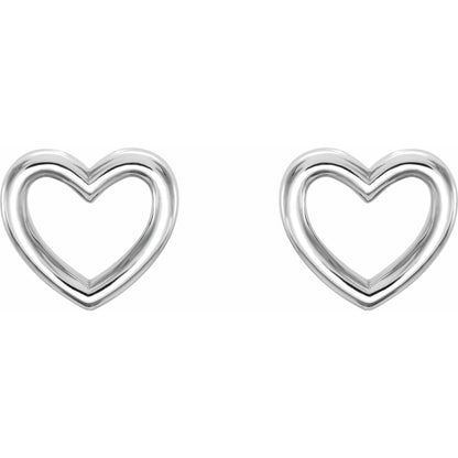 14k White Gold Heart Stud Earrings Fine Jewelry Gift for Women