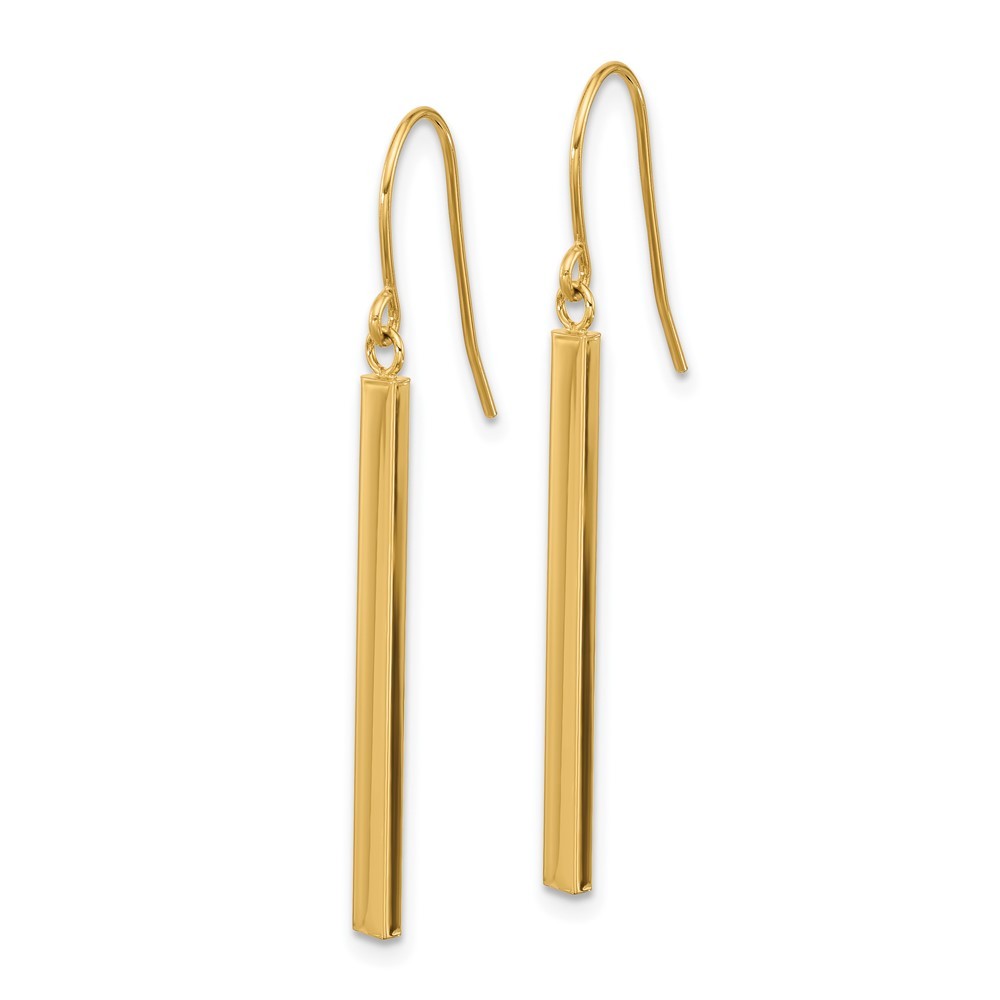 14k Yellow Gold Bar Dangle Earrings