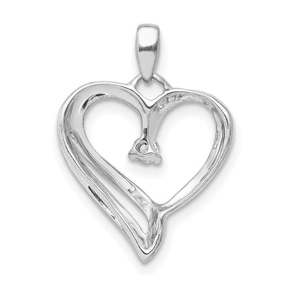 14k White Gold 1/15ct. Diamond Heart Pendant for Women