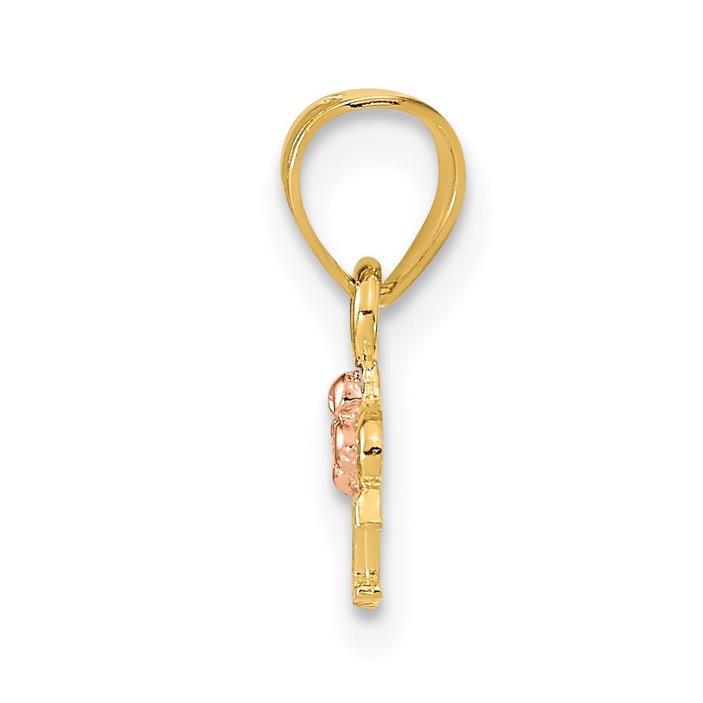 14k Two-tone Gold Rose and BRAT Pendant for Women